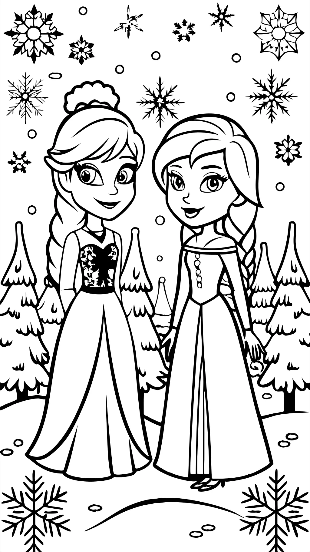 anna and elsa free coloring pages